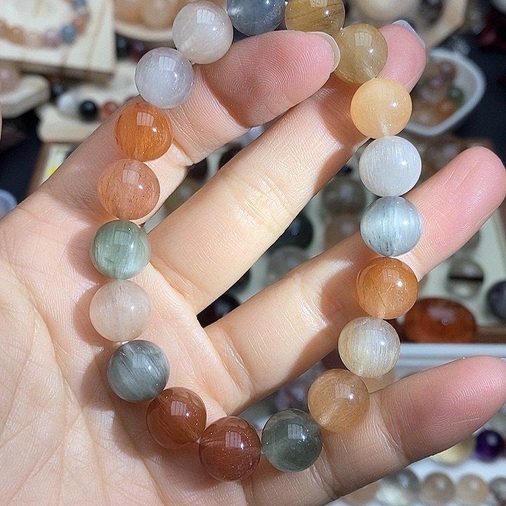 水晶裸石未镶嵌兔毛手链