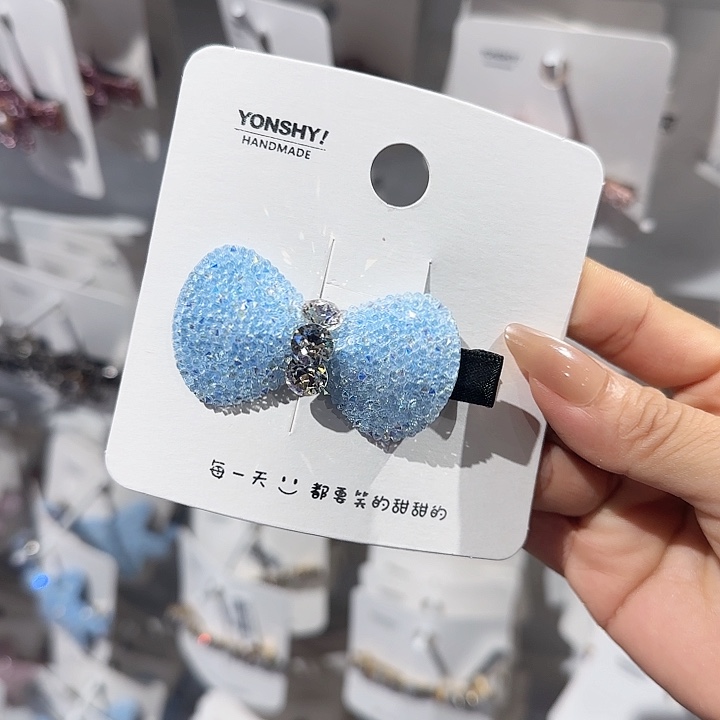 非金属布艺蓝色蝴蝶结 砂糖鸭嘴夹