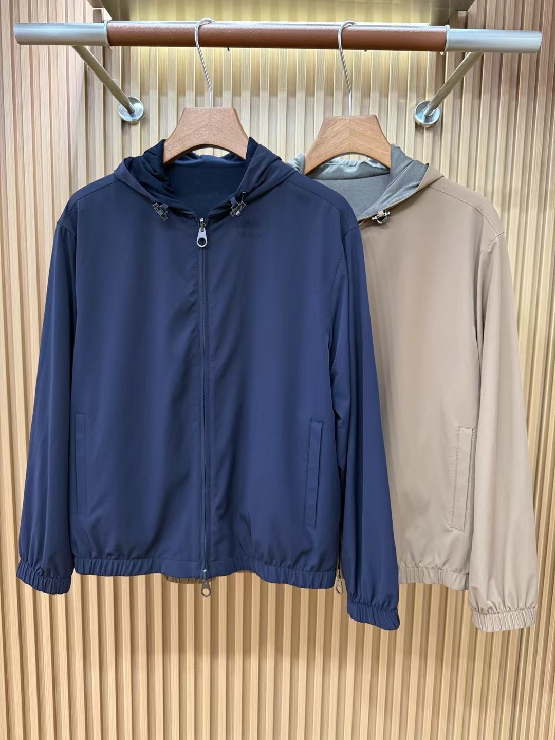 高级男装 秋冬新品25s男士双面穿山羊绒混纺面料夹克外套 7746