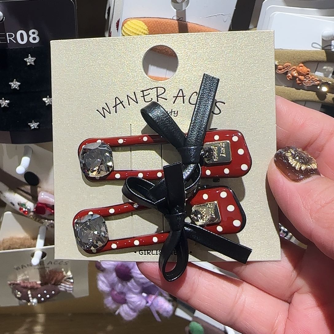 非金属红色波点一字夹