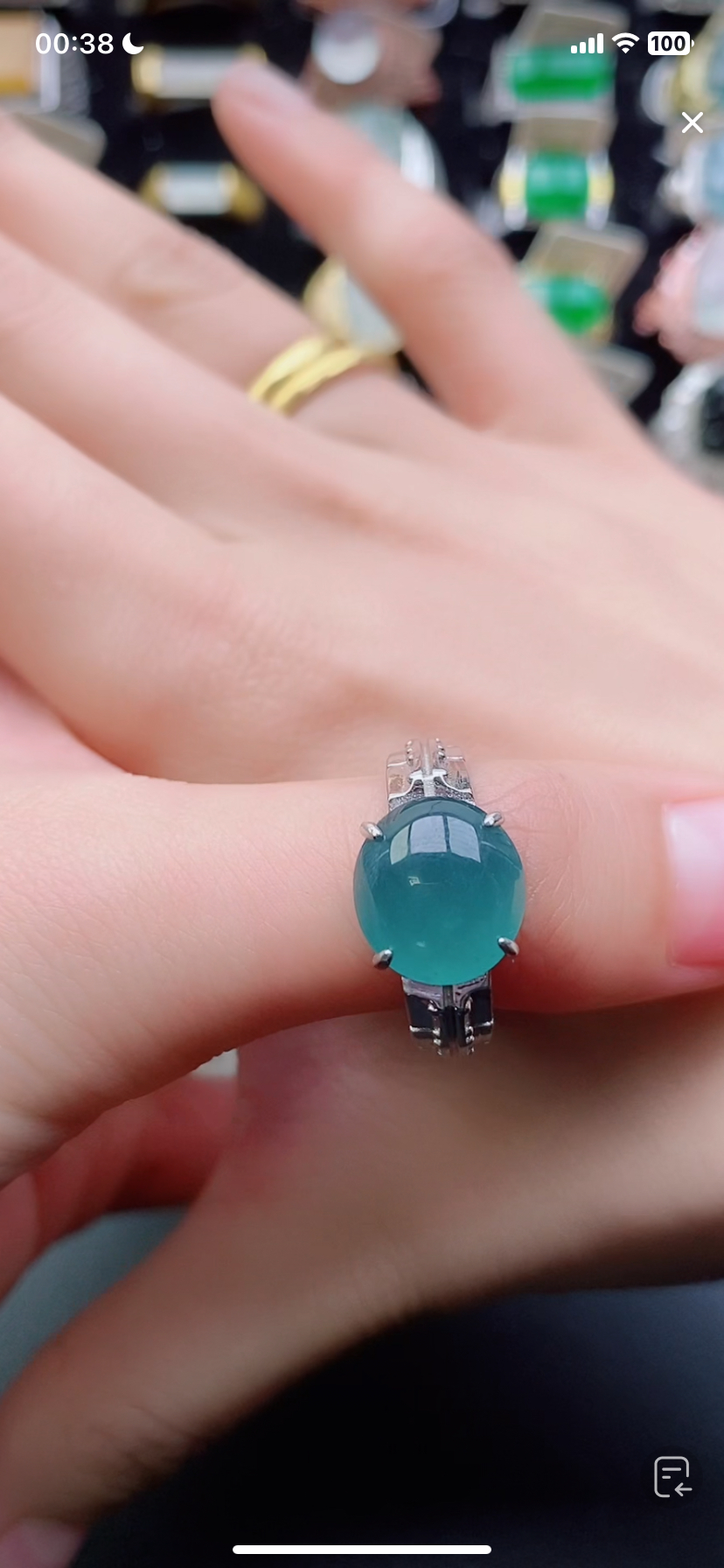 天然翡翠戒指s925银男戒