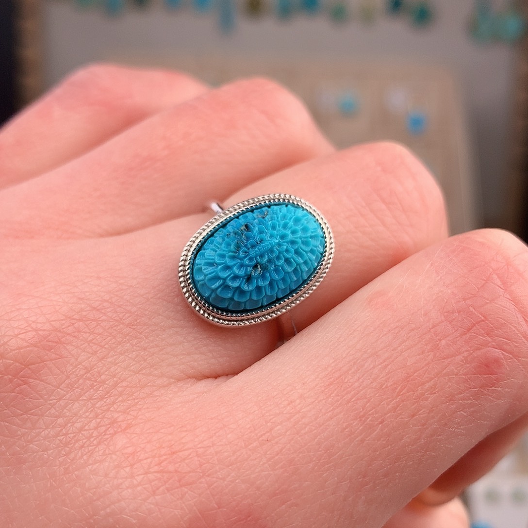 绿松石戒指银S925镶嵌