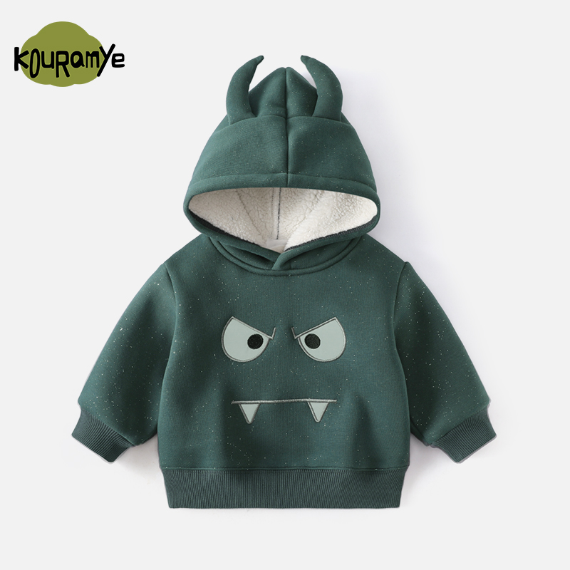 酷娃米冬款中小男童舒适百搭小怪兽连帽卫衣20683