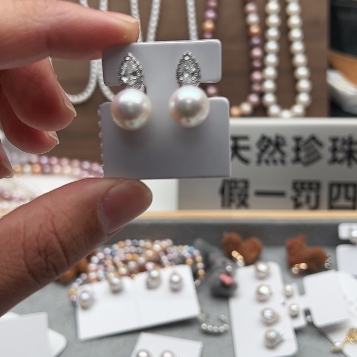 淡水珍珠耳饰银S925镶嵌