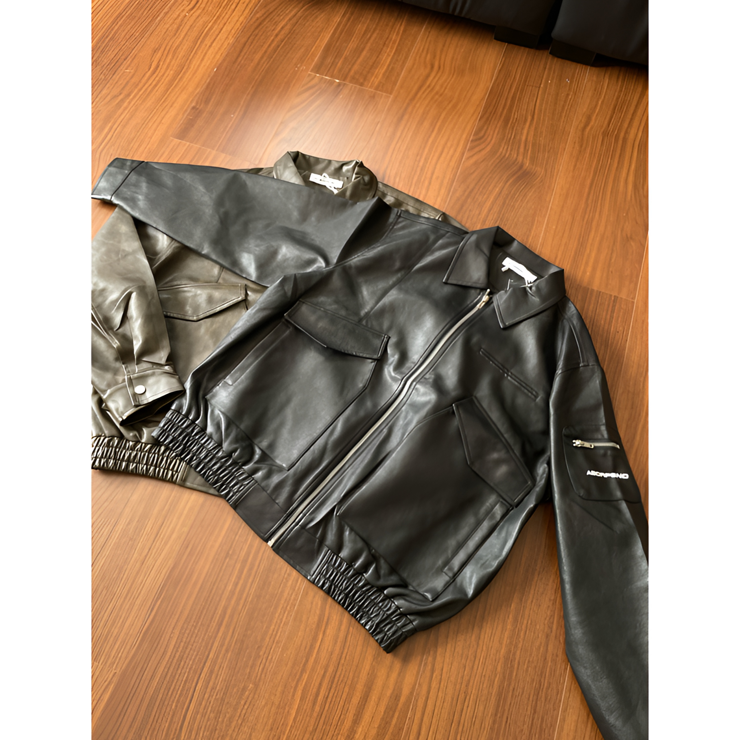 黑熊美式秋冬复古pu机车翻领夹克宽松皮衣外套硬汉痞帅高级感k39