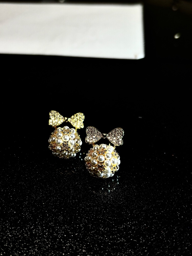 铜合金锆石耳饰 小众品牌米珠耳环少女