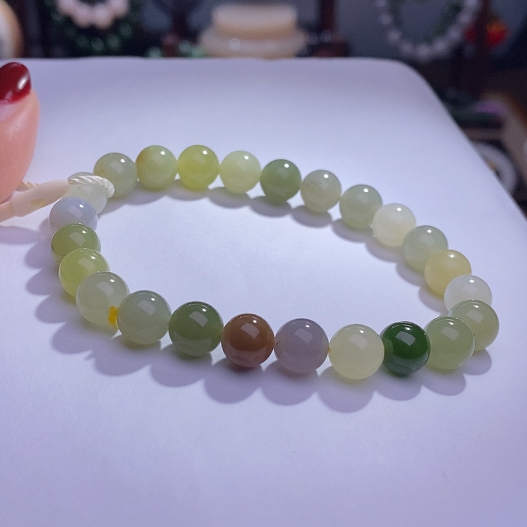 和田玉清货价多宝手链8m未镶嵌