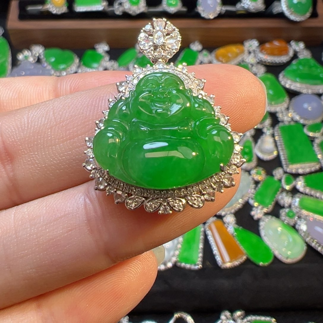 翡翠颈饰18K金镶嵌收货48小时鉴赏期