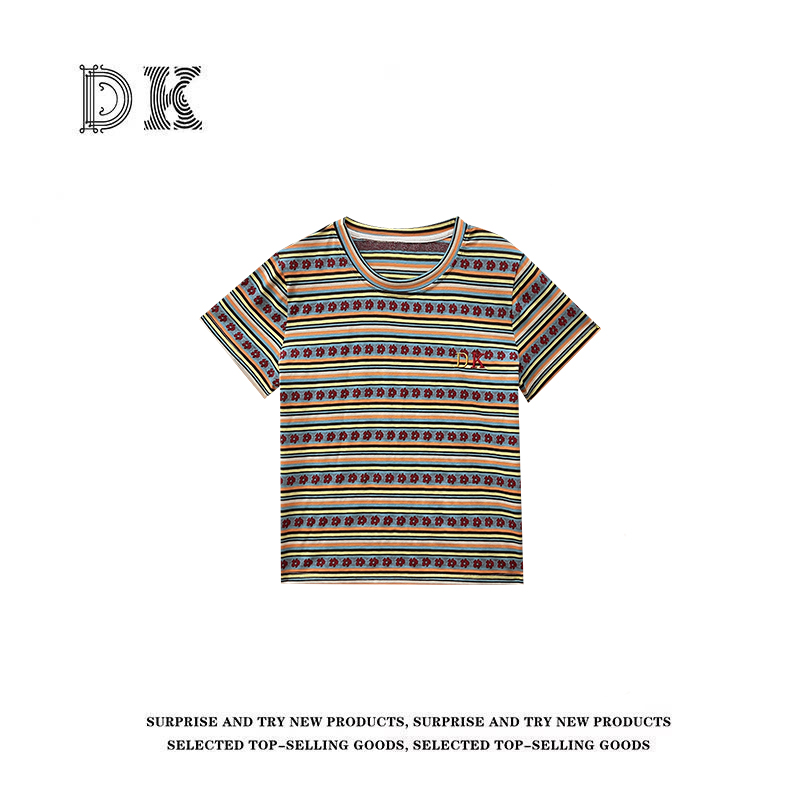 『暗恋条纹』2025年夏季新款设计感休闲日常时尚感DK小T上衣【DK】