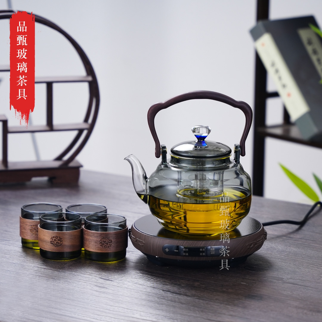 星韵壶+木纹色洛阳新款超薄复古家用大功率电陶炉套装