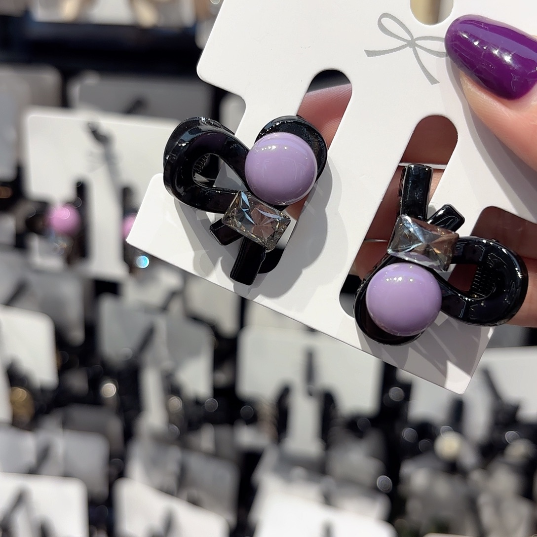 皮质铁合金紫色刘海夹