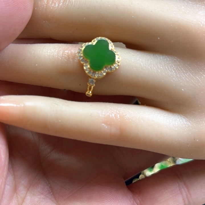 和田玉（碧玉）戒指银S925镶嵌