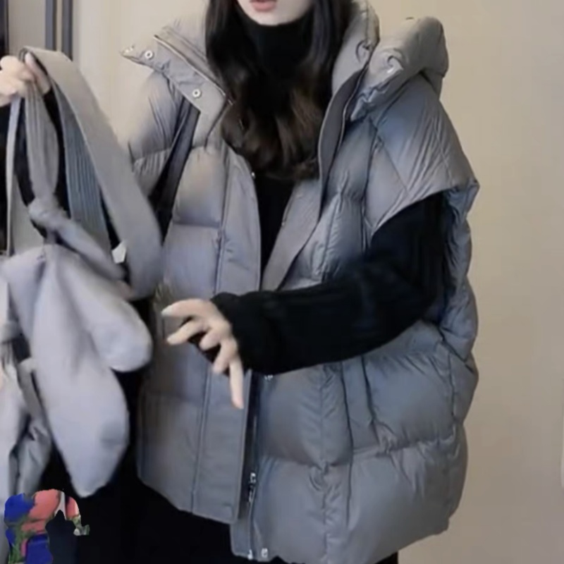 连帽羽绒马甲背心女款外穿坎肩欧货2025秋冬新款爆款轻薄马夹外套