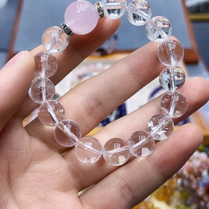 水晶手链银S925镶嵌白水