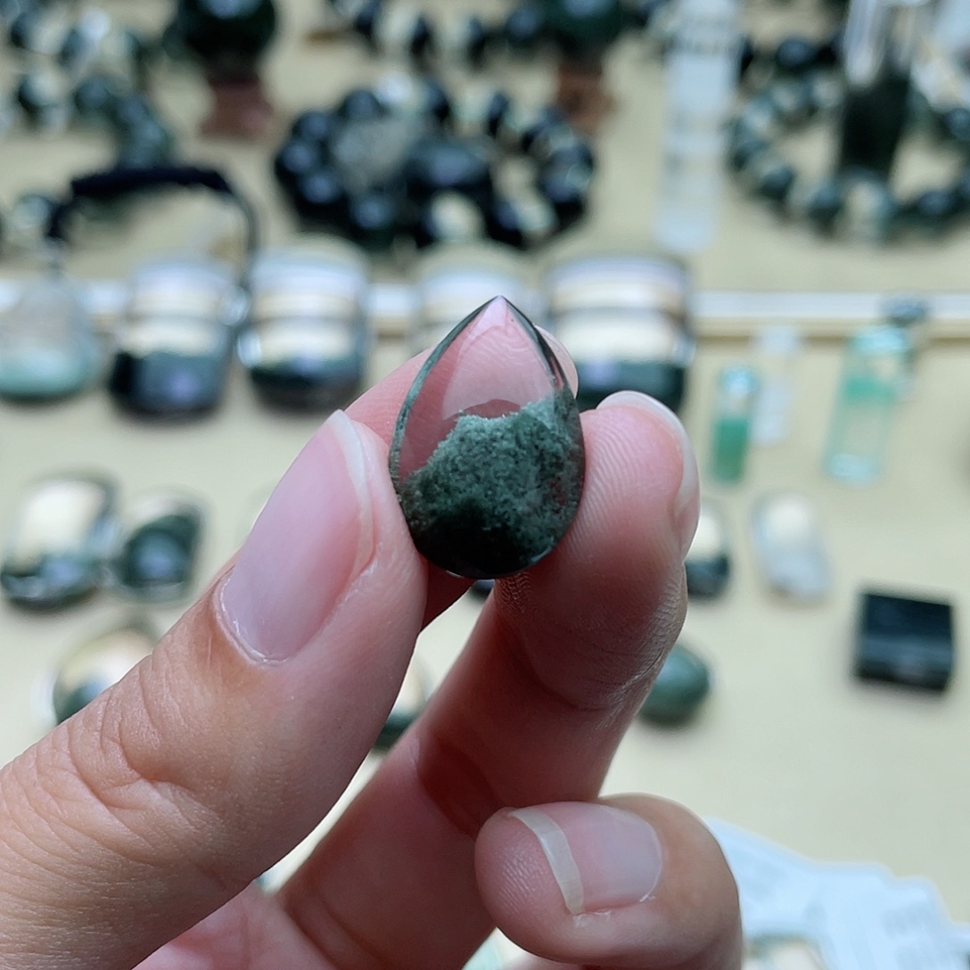 水晶颈饰未镶嵌绿幽灵聚宝盆吊坠