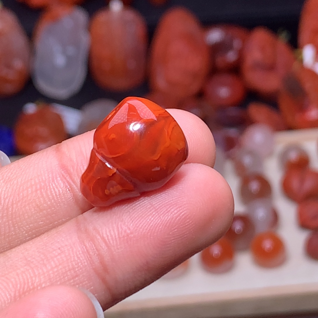 南红玛瑙未镶嵌珠宝半成品火焰三通