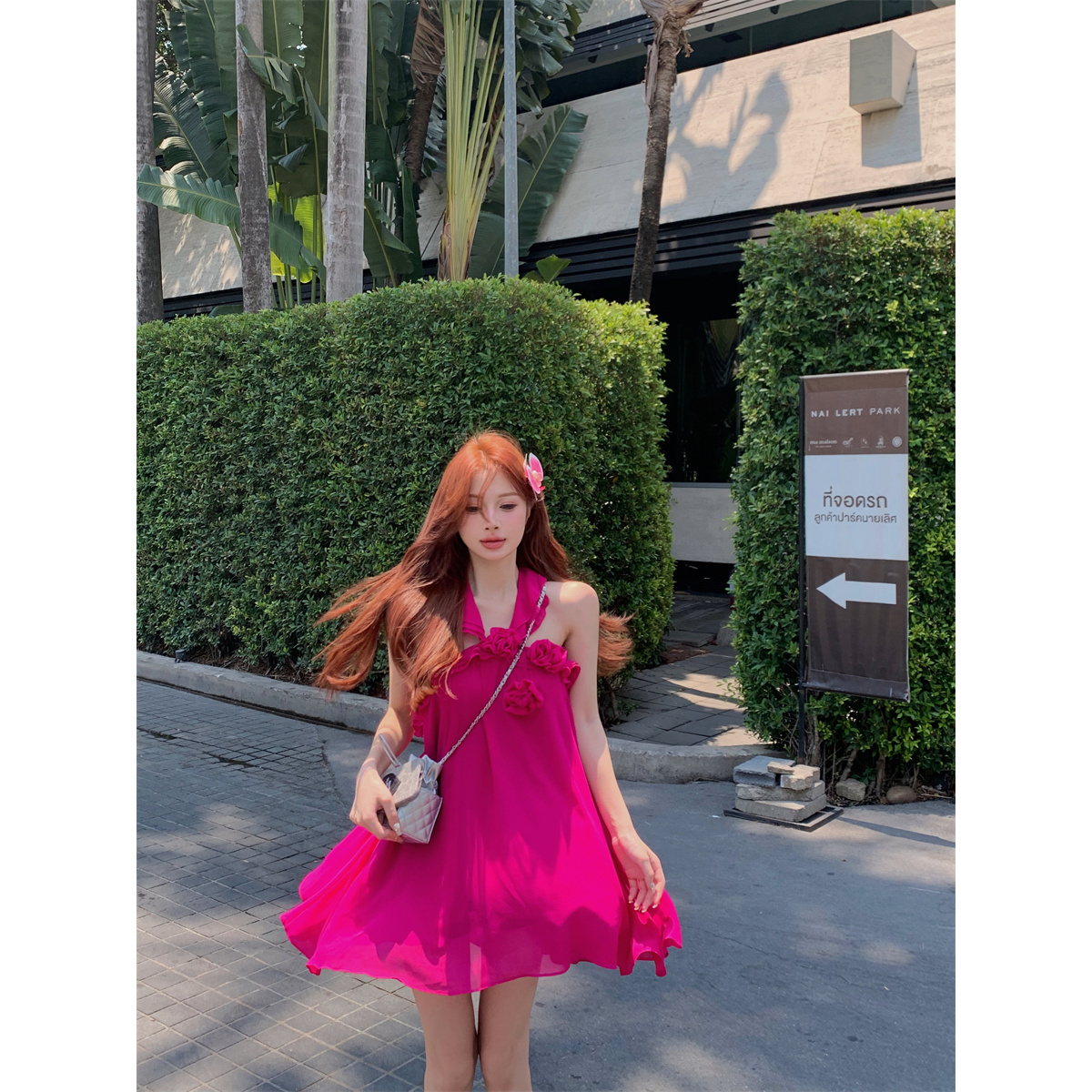 浪漫仙女裙度假挂脖抹胸连衣裙娃娃裙短