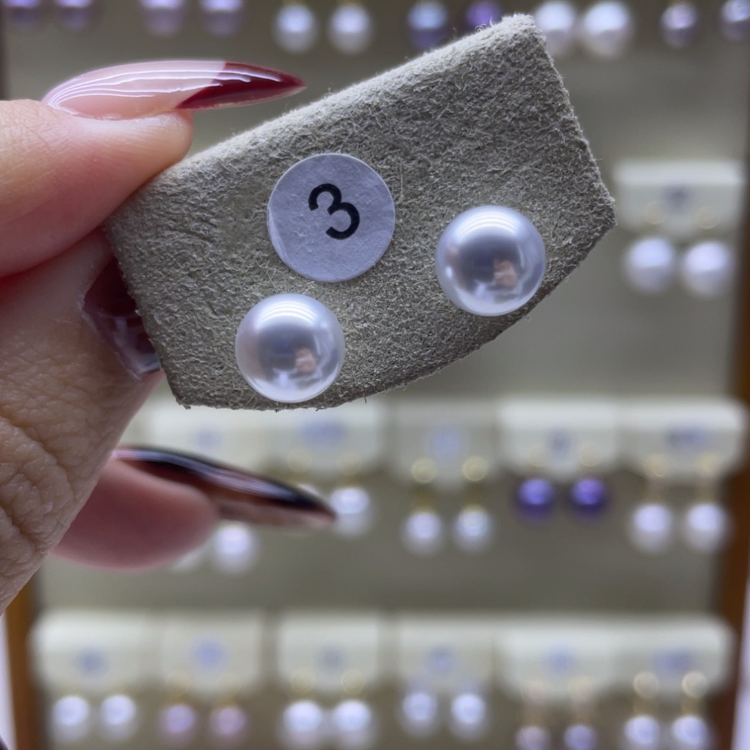 淡水珍珠耳饰银S925镶嵌