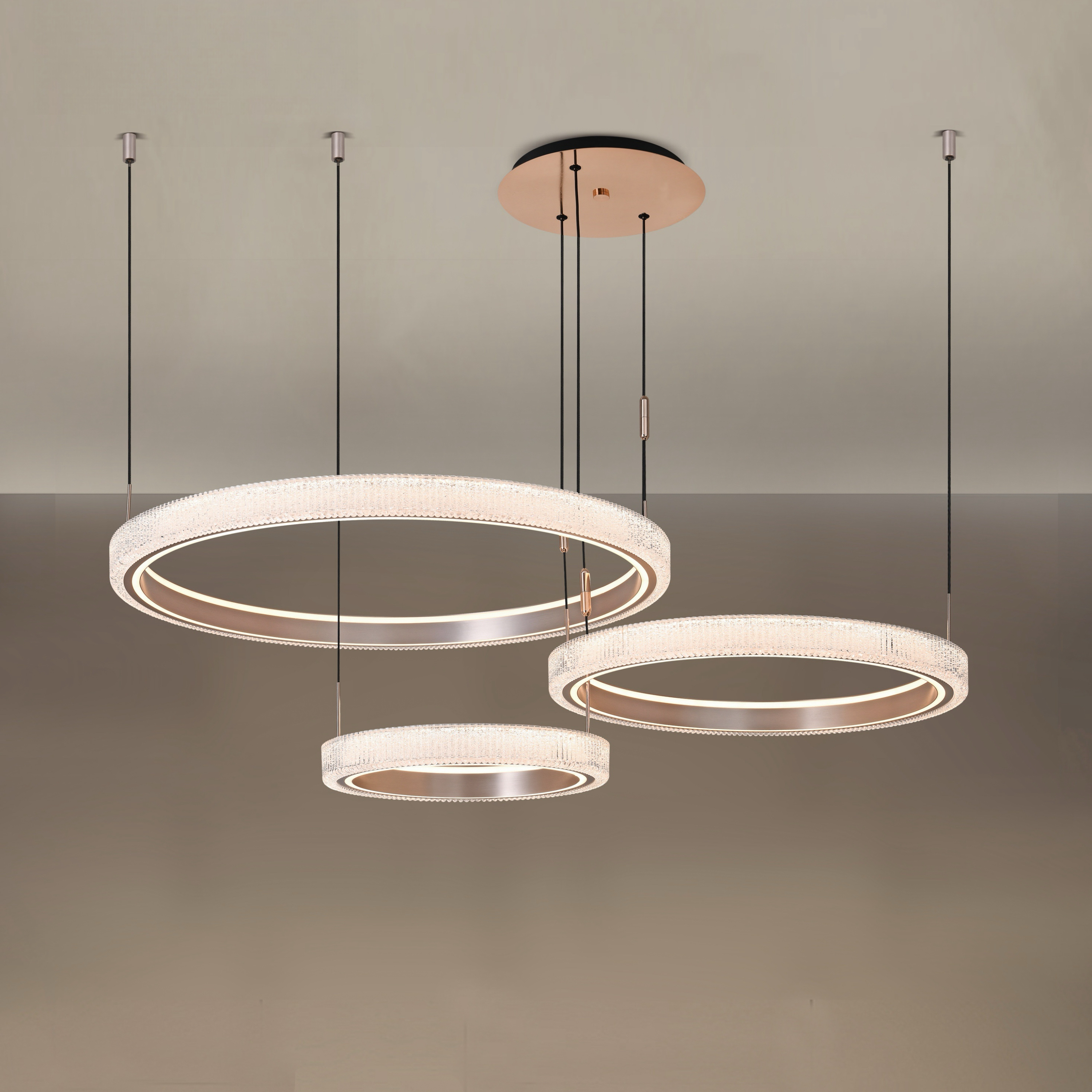 轻奢客厅灯吊灯现代意式轻奢简约餐厅吊灯创意圆环别墅大厅灯家用