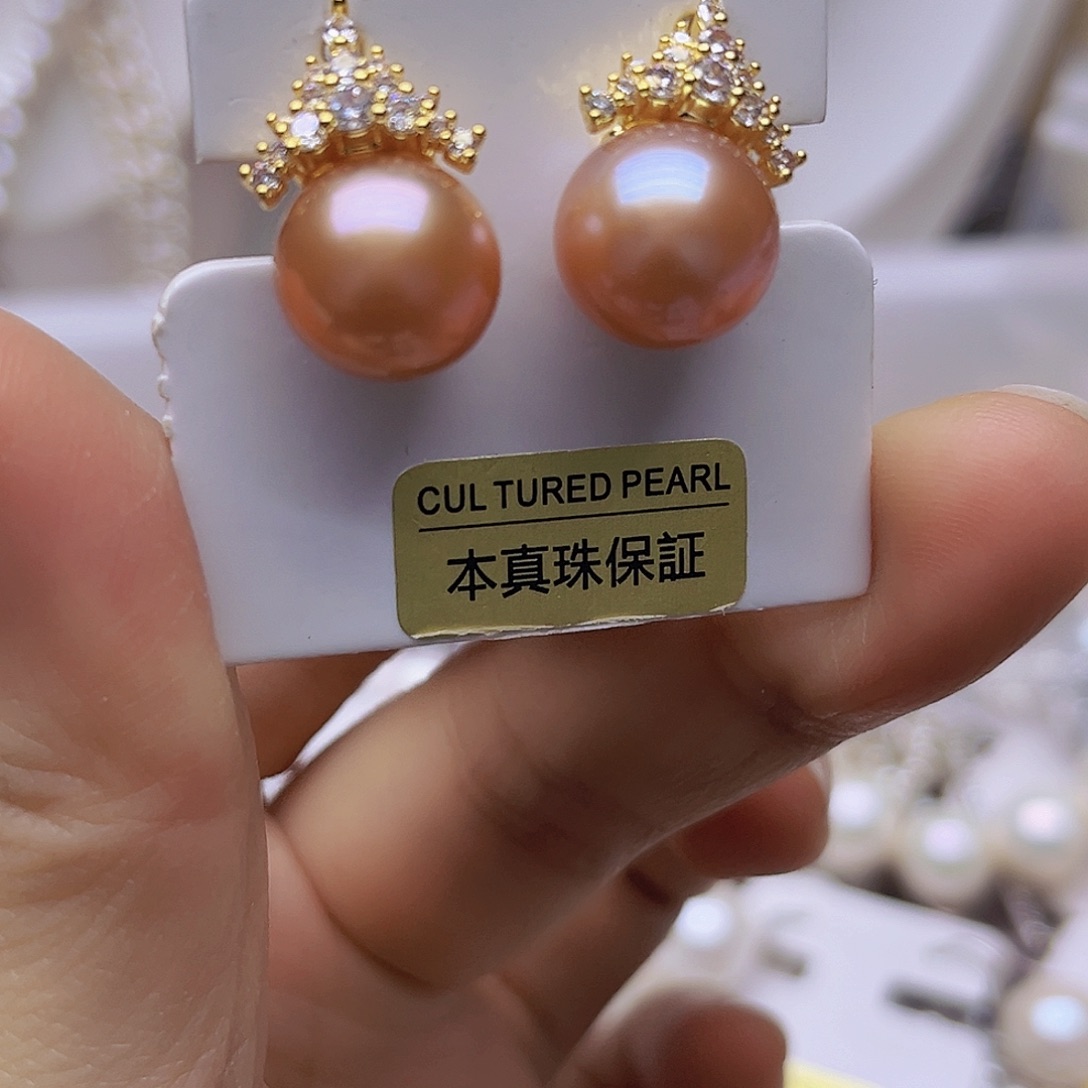 淡水珍珠银S925镶嵌吊坠或者耳钉