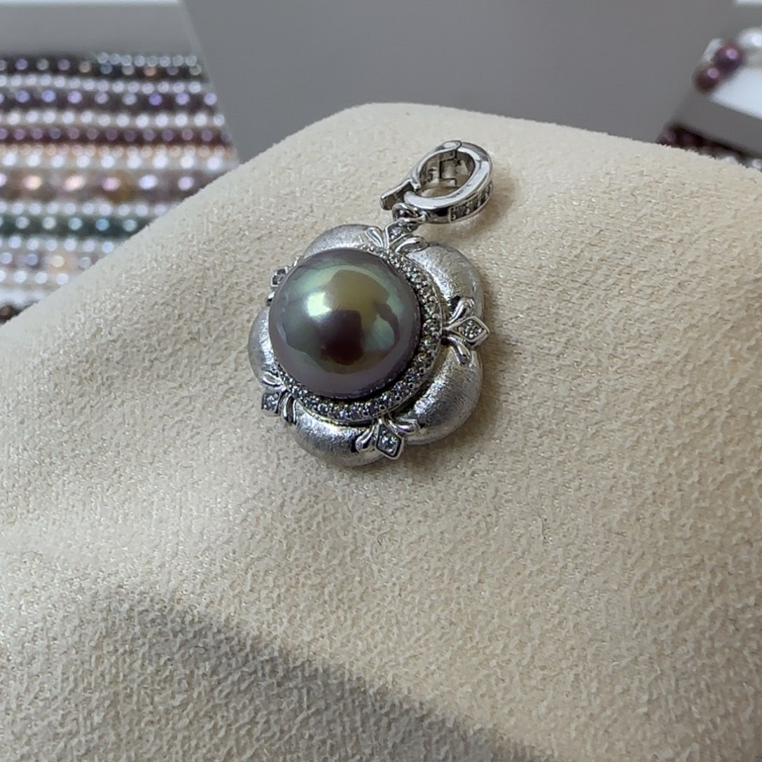 吊坠(不含链)淡水珍珠银S925镶嵌
