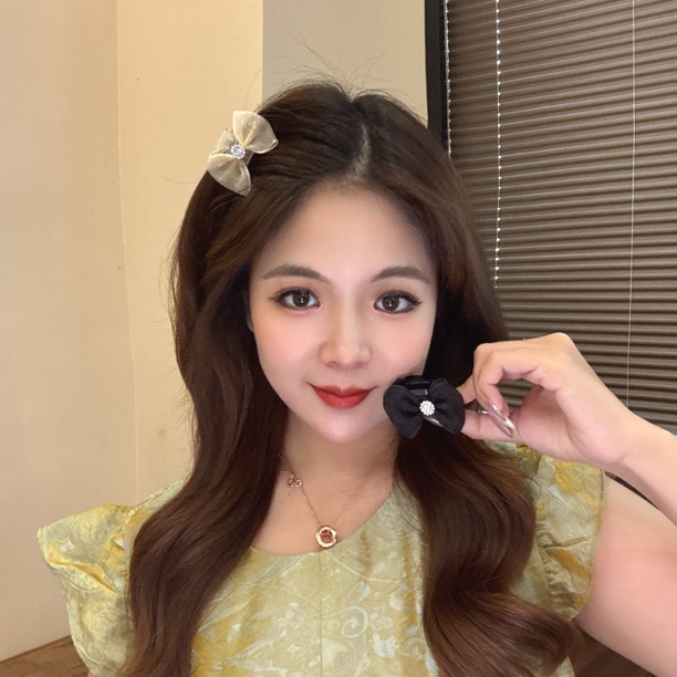 【泡泡龙】春夏款小号四公分网纱蝴蝶结闪闪刘海夹气质高颅顶发饰