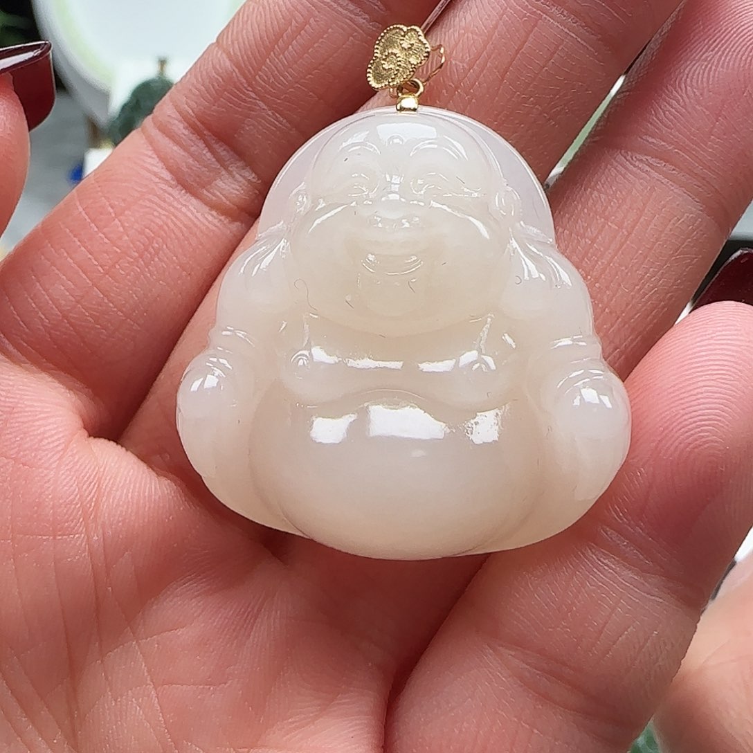 和田玉颈饰18K金镶嵌