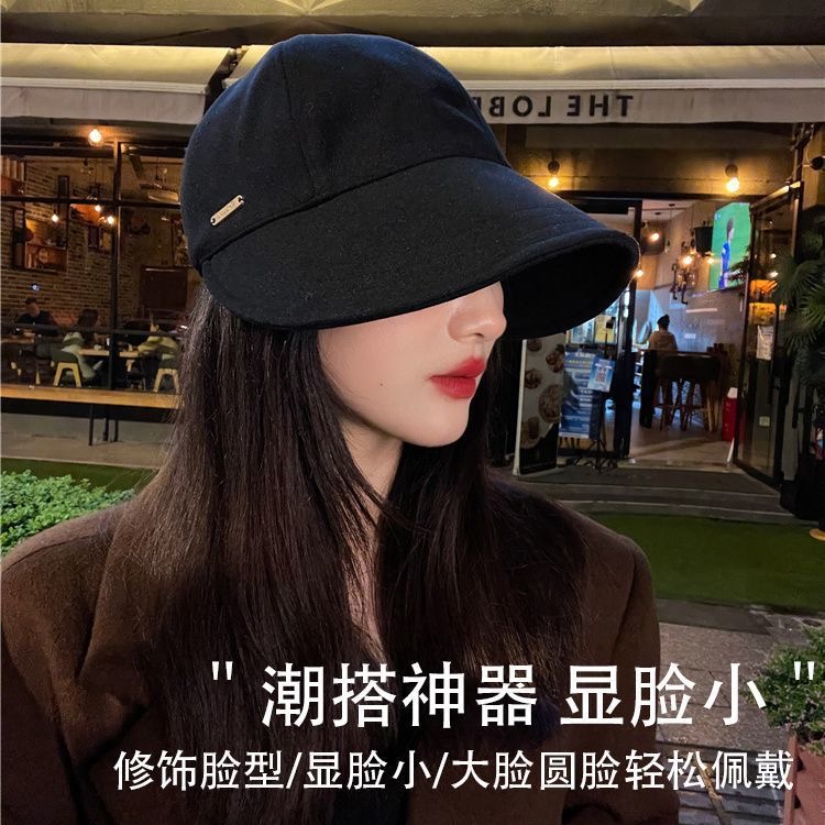 【高定版拍1发2】赵露思同款秋冬新款赫本风鸭舌帽子女韩版加厚保暖