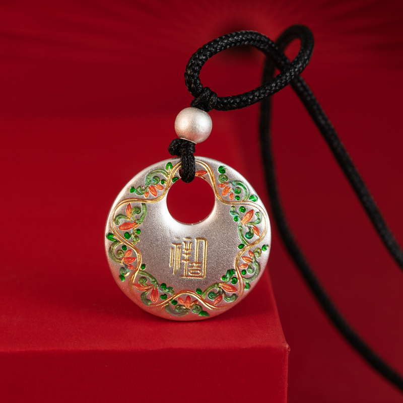 吊坠足银 999纯银琳琅平安扣吊坠女士款新中式吉言项链蛇年礼物