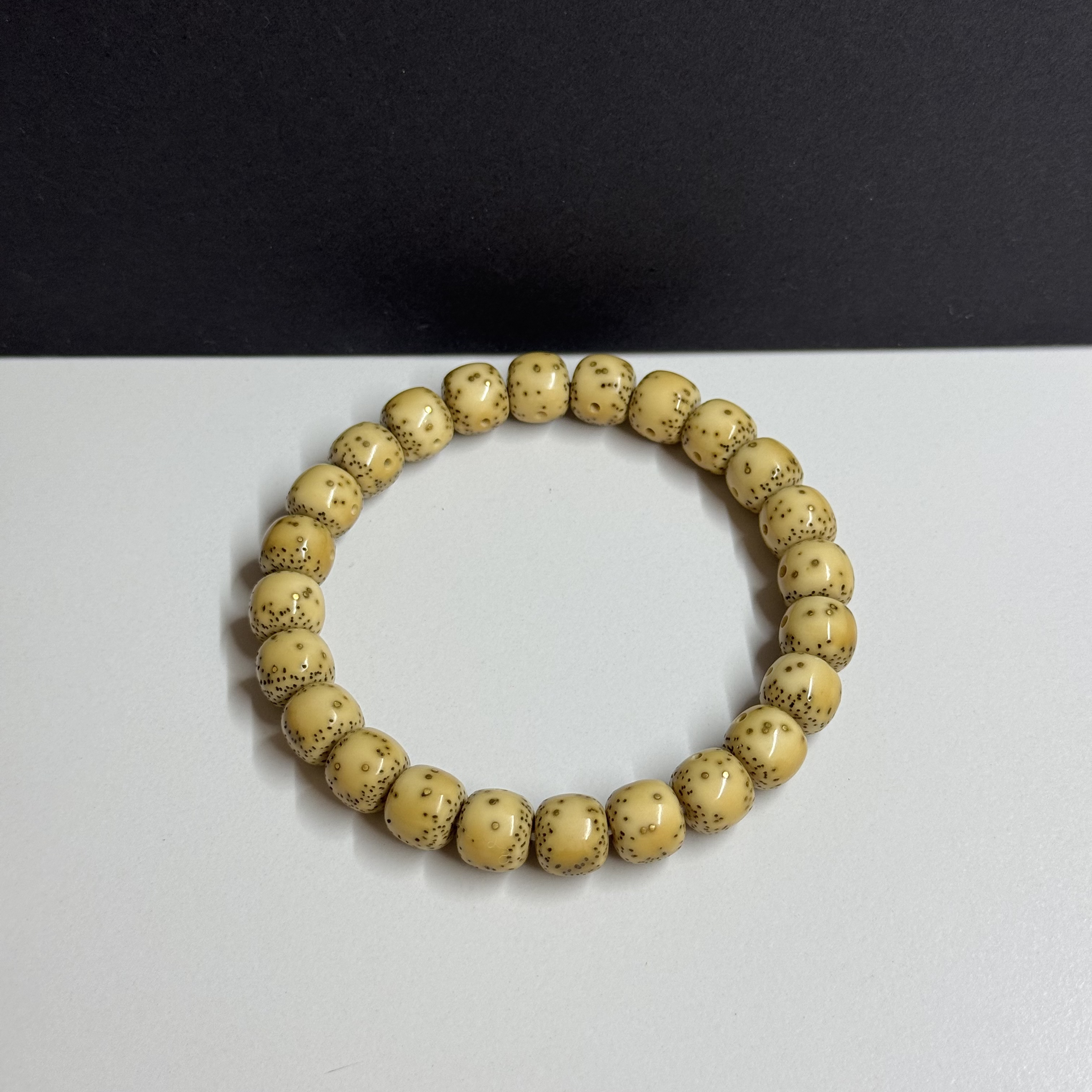 星月菩提石玉料9.5x8.5老型桶珠通体留白24星一物一图