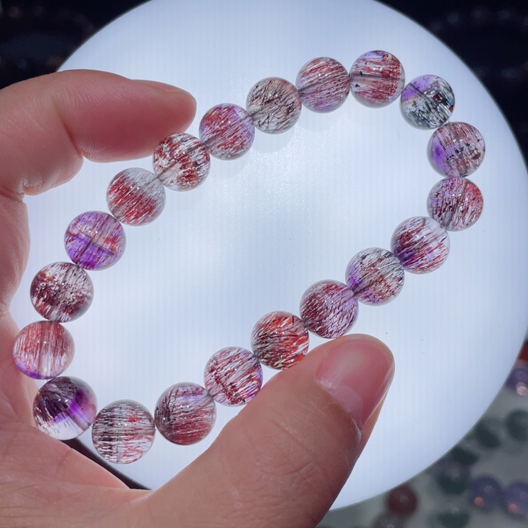 水晶手链未镶嵌超七手链，晶体通透