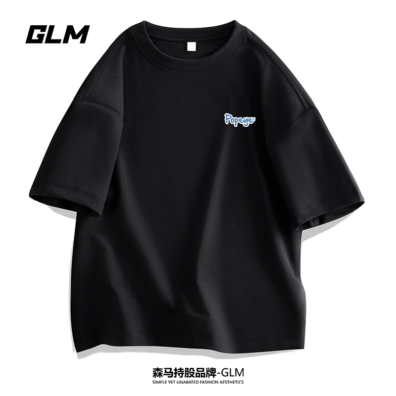 大力水手联名GLM夏季男士短袖T恤衫情侣半袖百搭体恤圆领打底上衣