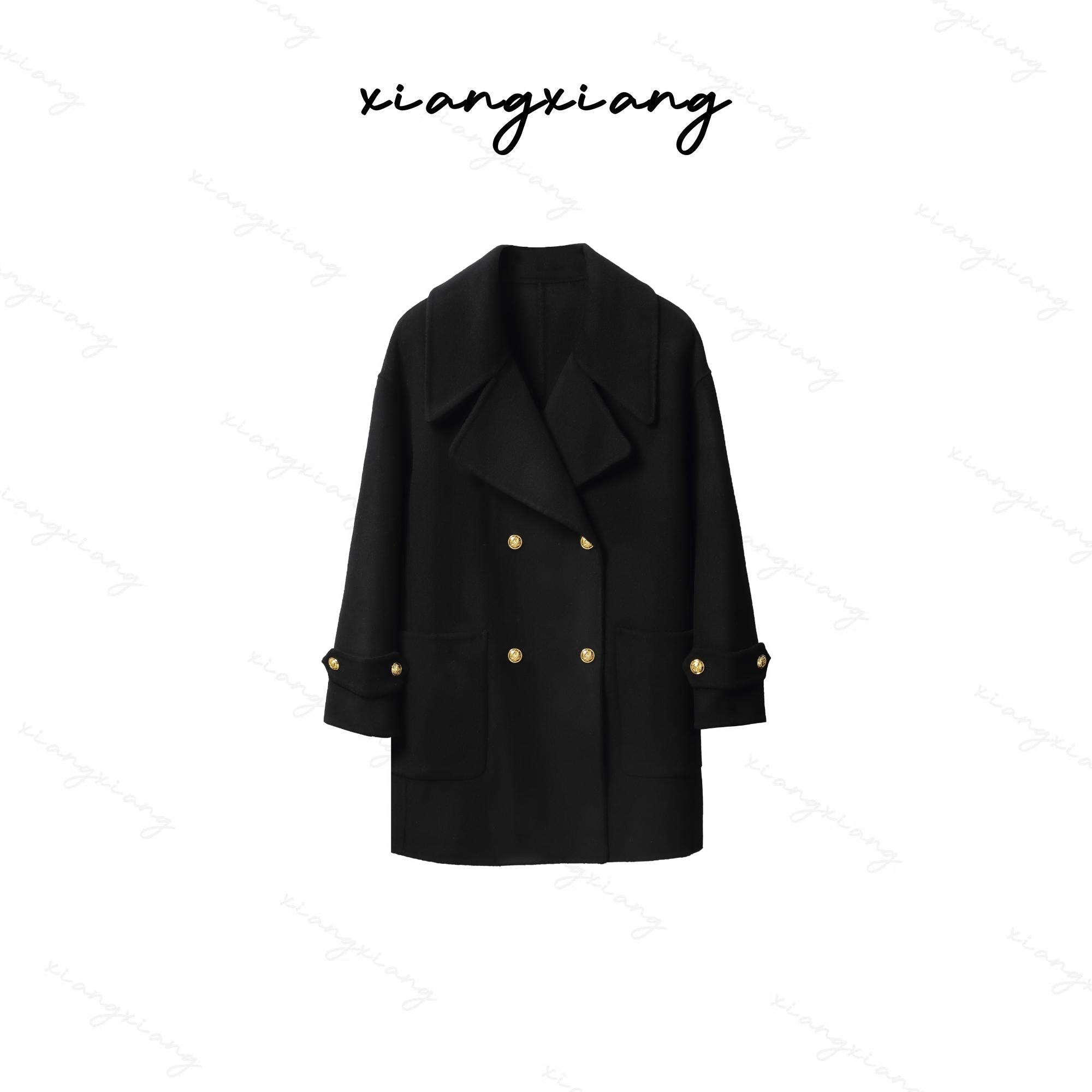 【香香专属】“贵雅金扣”气质轻奢绵羊毛大衣外套3998（退货补运费）