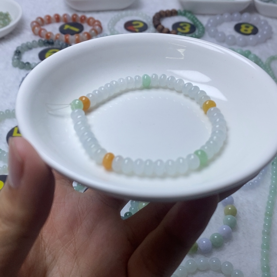 手链翡翠未镶嵌算盘珠卡5.8