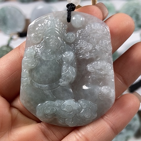 翡翠颈饰未镶嵌山水财神爷福利