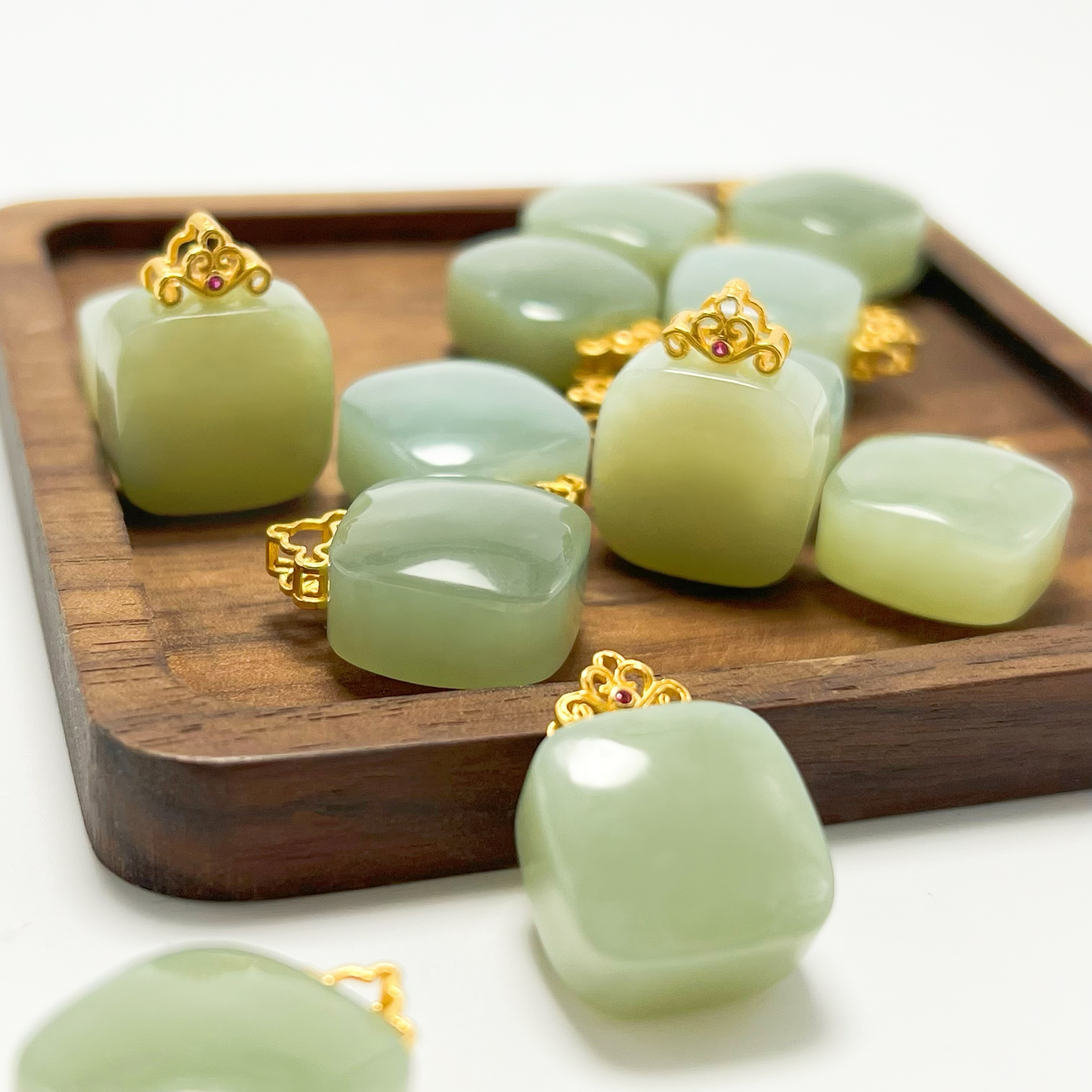 【珀意】和田玉晴水方糖（多样性发其一）