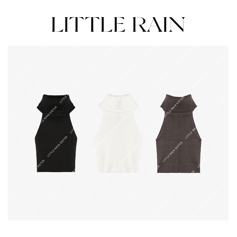 小雨姐姐新款【欲辣撩手】甜辣风性感无袖高领针织上衣女新款