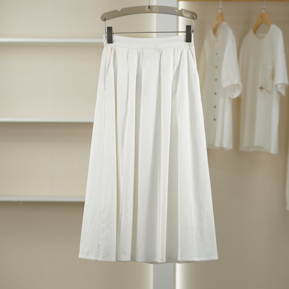 麦迪尚品【K】50428147简约纯色百褶半身裙夏季女装专柜撤柜