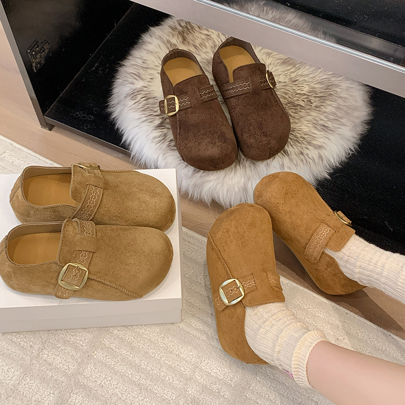 外穿内增高博肯鞋女懒人一脚蹬2025秋季新款时尚厚底复古乐福鞋