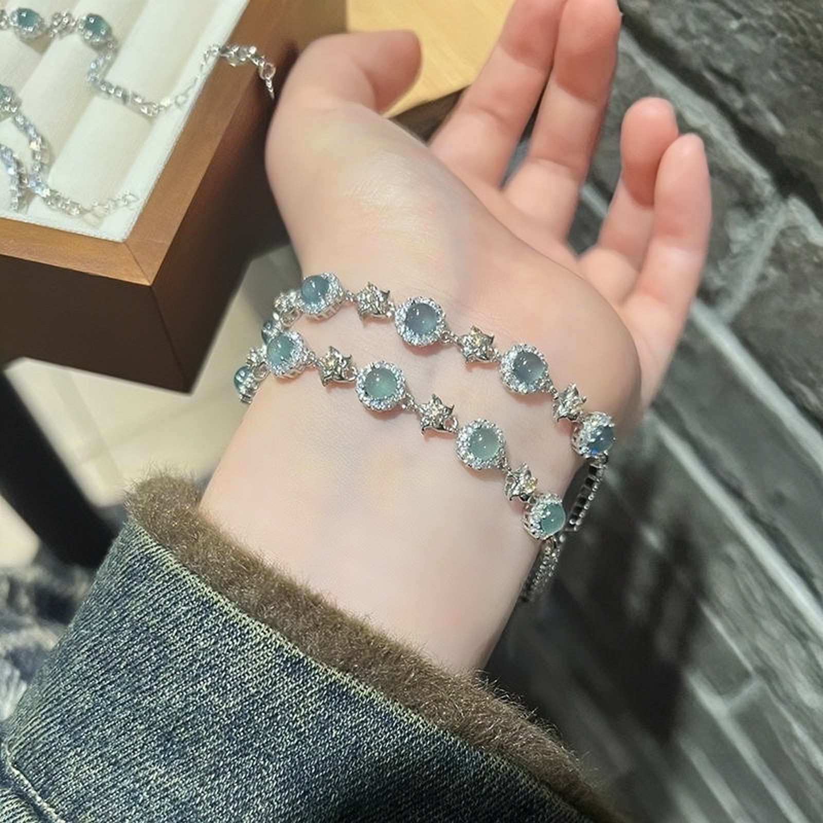 【可换款】DIY手作串珠手串锆石手链佩戴