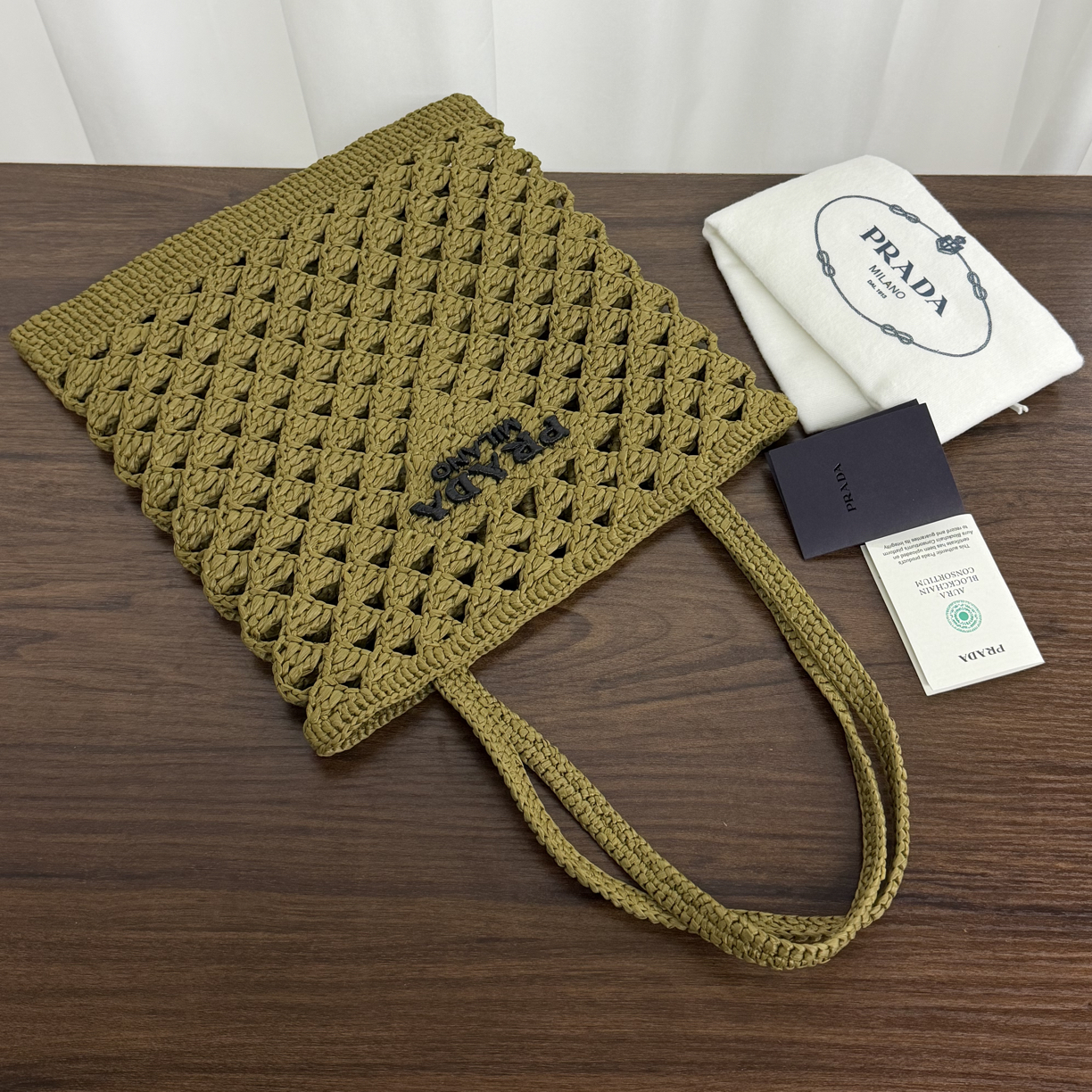 99新 Prada/普拉达 chillvTg /编织托特