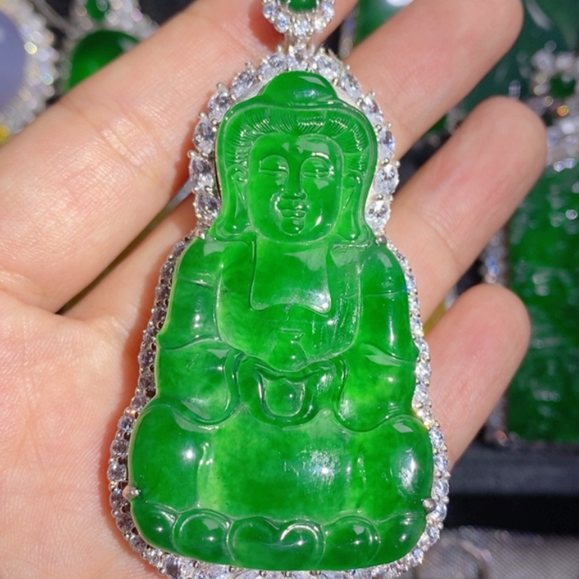 【闪购商品】翡翠挂件银S925镶嵌观音