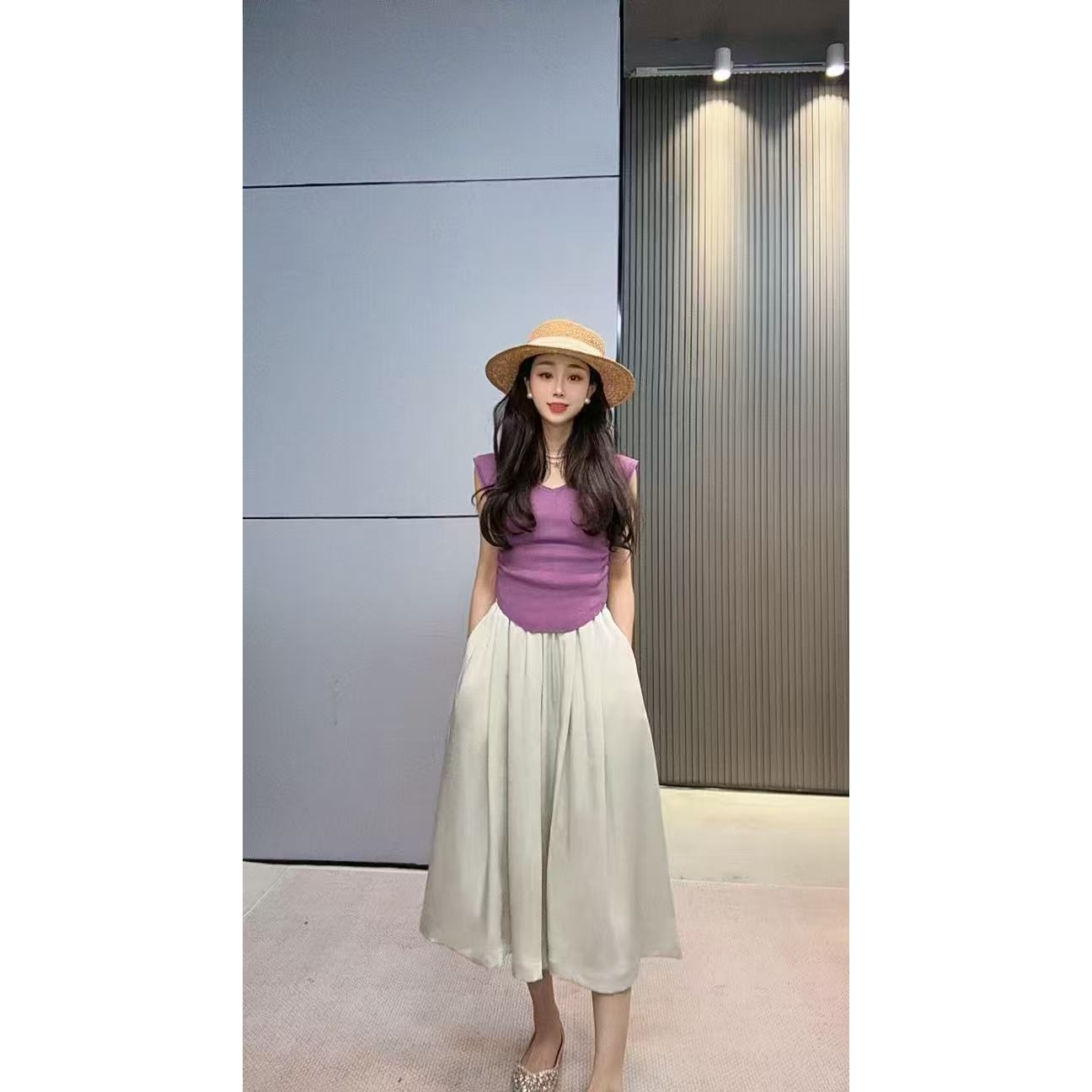 【666】608/30-258 提花慵懒山本阔脱裤裙