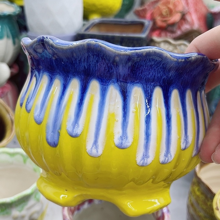 多肉绿植陶瓷花盆9.9包邮，有孔