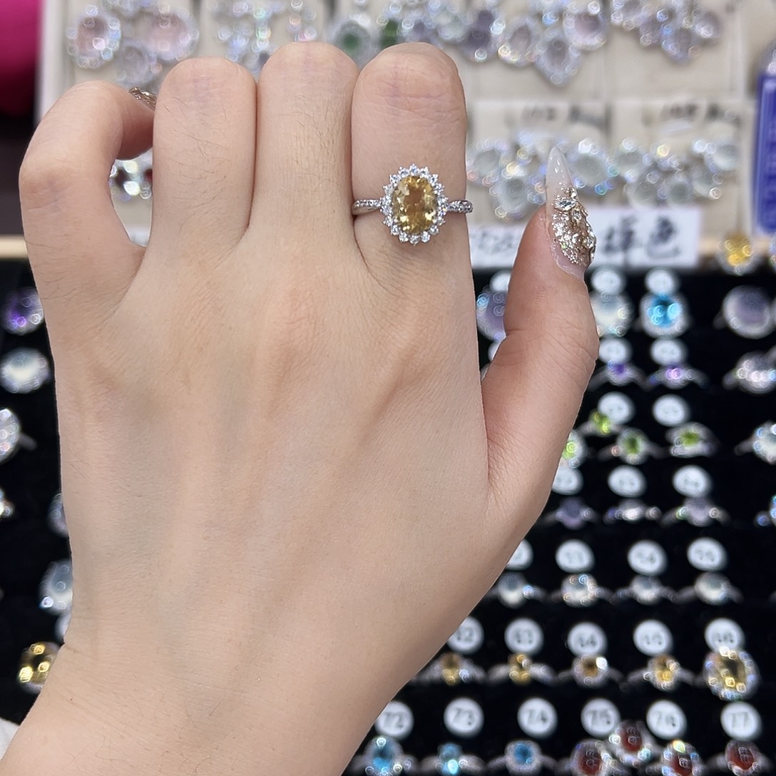 银S925镶嵌戒指黄晶