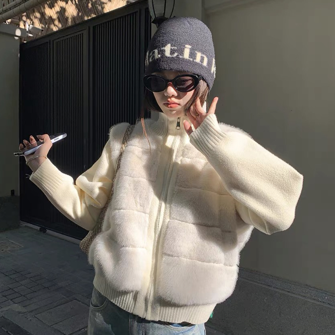 25157拼接针织假两件立领外套找版