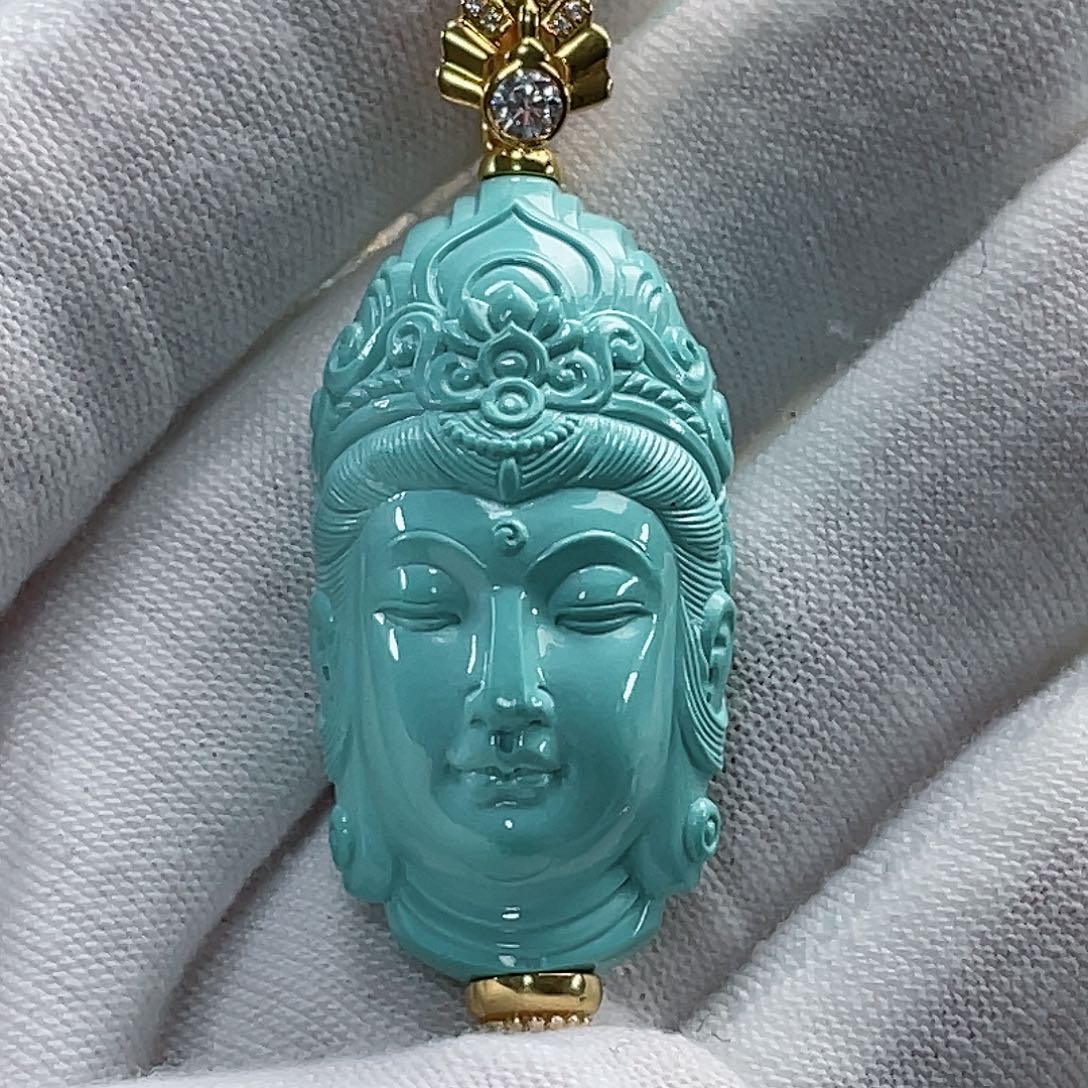 绿松石珠宝奇石18K金镶嵌