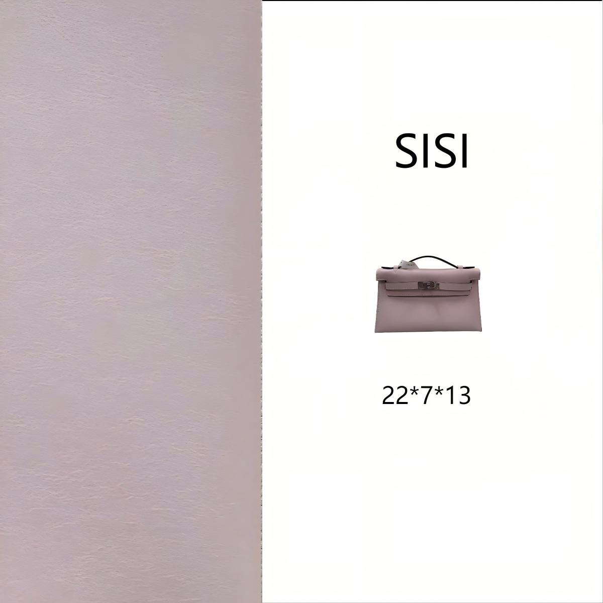 【尺寸：22*7*13】SISI原创高定真皮女包 1293凯莉一代奶昔粉/银扣