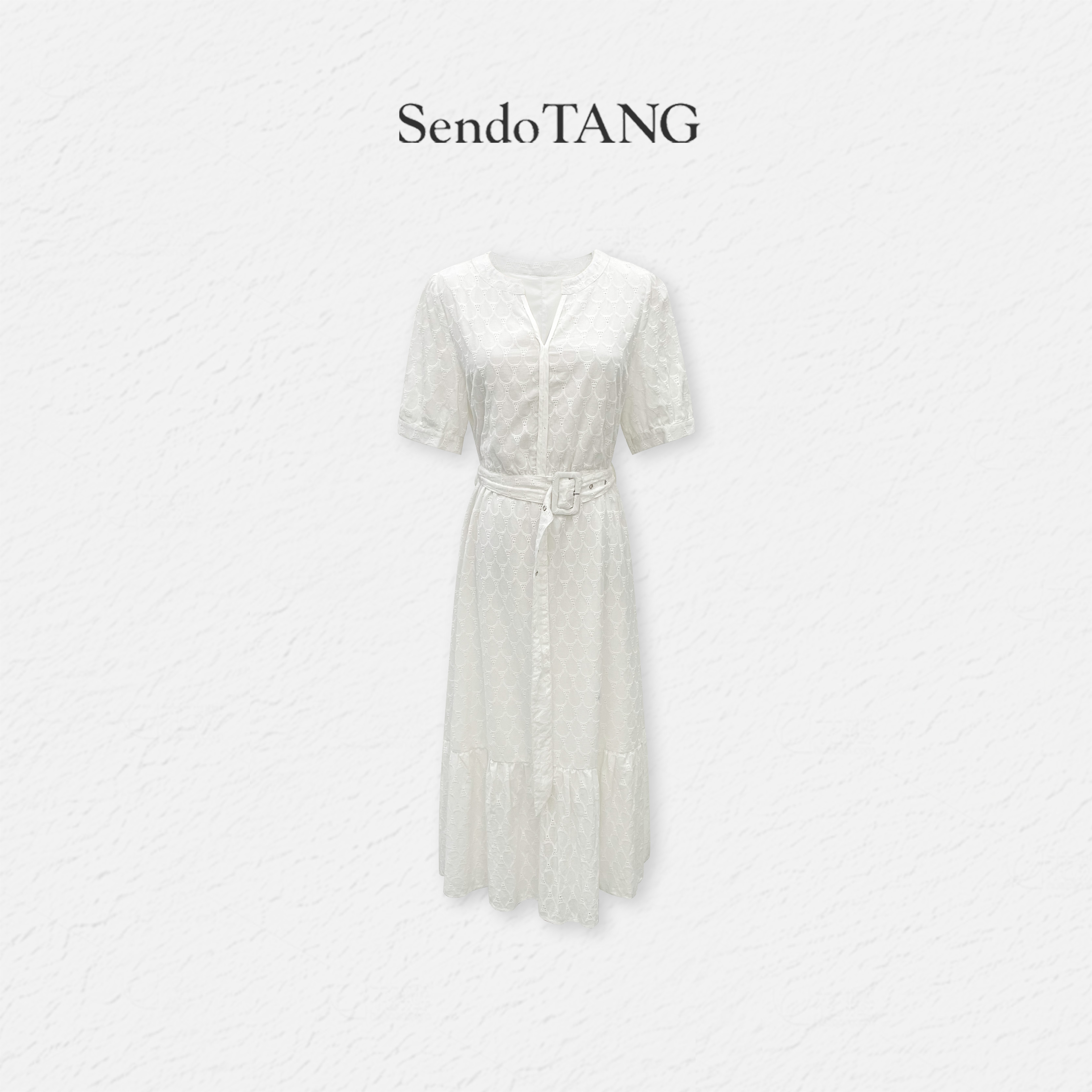 现货白色提花【月光照】胖多女装新款休闲时尚高级感连衣裙