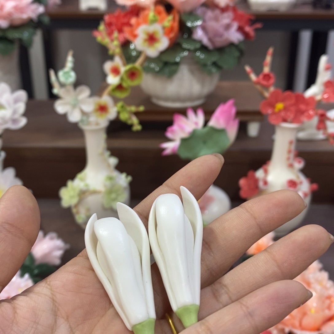 瓷片陶瓷手工花摆件